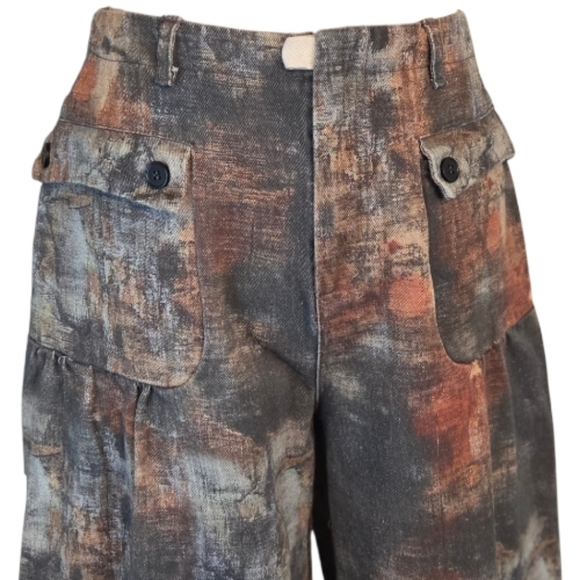 DAVI & DANI NWT Multicolor Gray Orange Wide Leg Denim Jeans Pants Joggers Medium - Picture 2 of 13